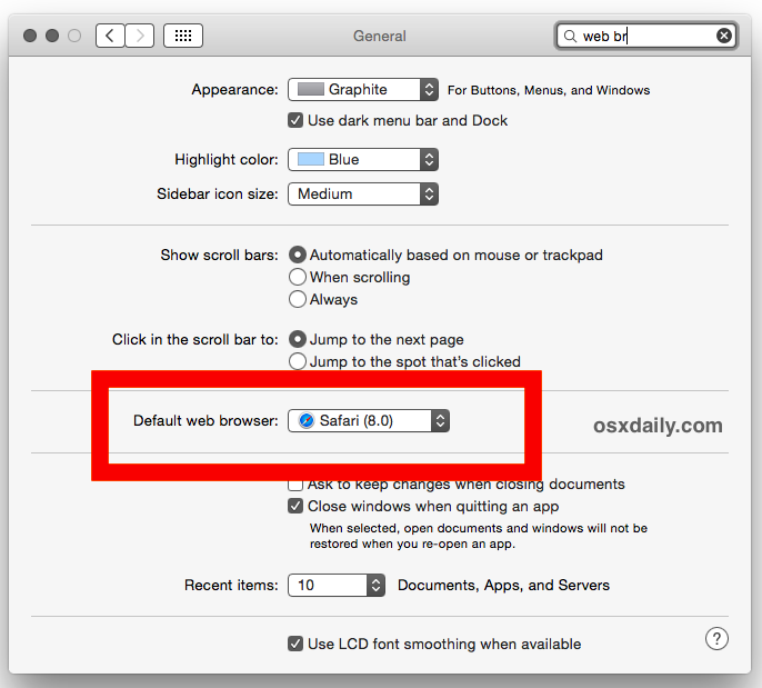 default browser for mac os x